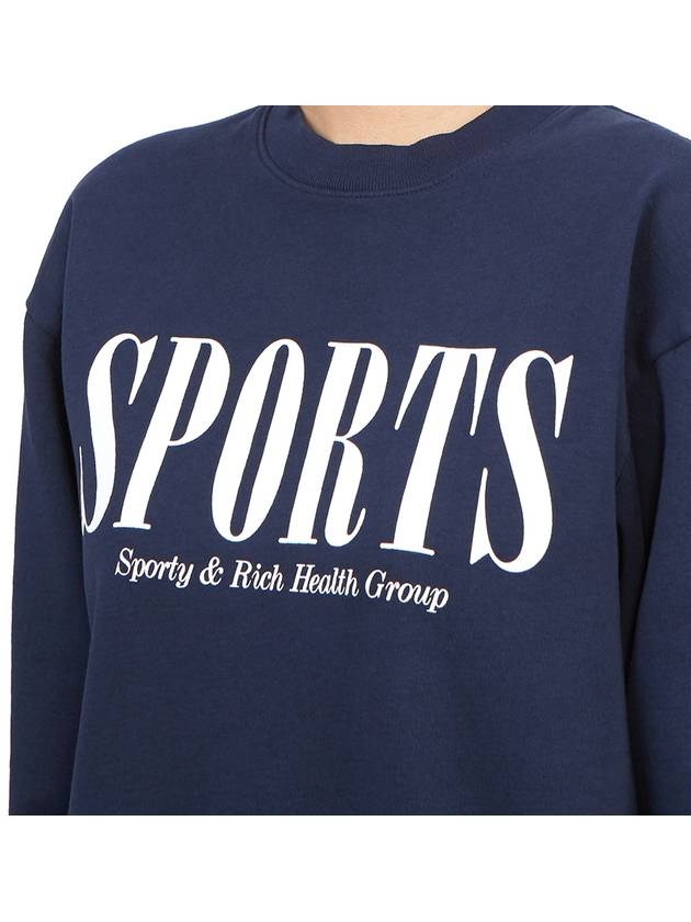 Graphic Print Cotton Sweatshirt Navy - SPORTY & RICH - BALAAN 7