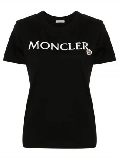 Women's Embroidered Logo Short Sleeve T-Shirt Black - MONCLER - BALAAN 2