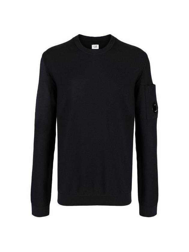 Men's Lens Wappen Pocket Knit Top Navy - CP COMPANY - BALAAN 1