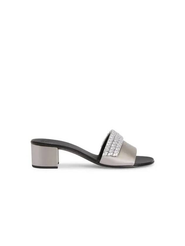 WOMEN ROLL SATIN HEEL SANDALS SILVER - GIUSEPPE ZANOTTI - BALAAN 1