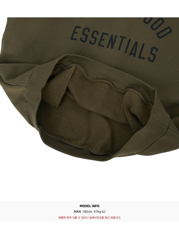 Essentials Logo Print Fleece Hoodie Olive - FEAR OF GOD - BALAAN 9