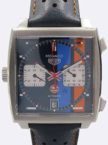 AW211R FC6401 Monaco Gulf Special Edition Automatic 39MM Leather Band Men s Watch - TAG HEUER - BALAAN 1