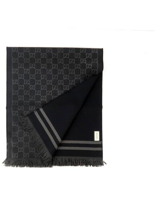 GG Reversible Line Wool Muffler Black - GUCCI - BALAAN.