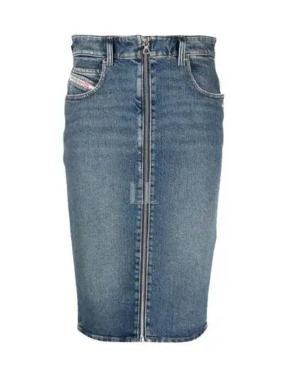 Women's De Pencil Z Cotton Hemp Denim Pencil Skirt Dark Blue - DIESEL - BALAAN 2