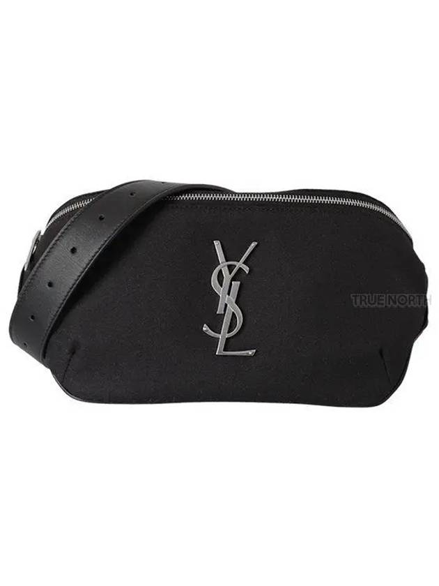 Cassandre Classic Canvas Leather Belt Bag Black - SAINT LAURENT - BALAAN 2