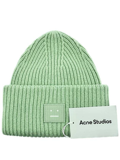 Face Patch Ribbed Wool Beanie Spring Green - ACNE STUDIOS - BALAAN 2