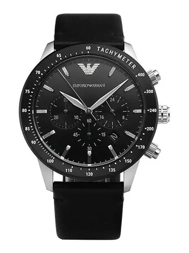 Mario Chronograph Quartz Dial Leather Watch Black - EMPORIO ARMANI - BALAAN 3