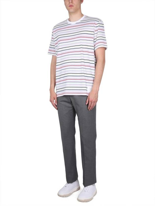 Men's Striped Midweight Jersey Short Sleeve T-Shirt White - THOM BROWNE - BALAAN 10