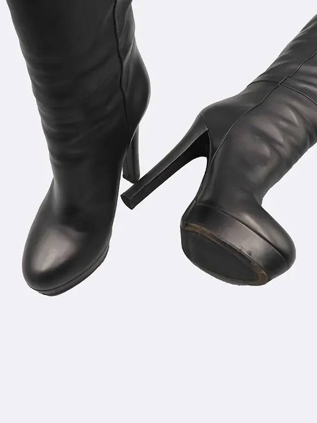 297172 Black leather buckle decorated women s long boots - GUCCI - BALAAN 3