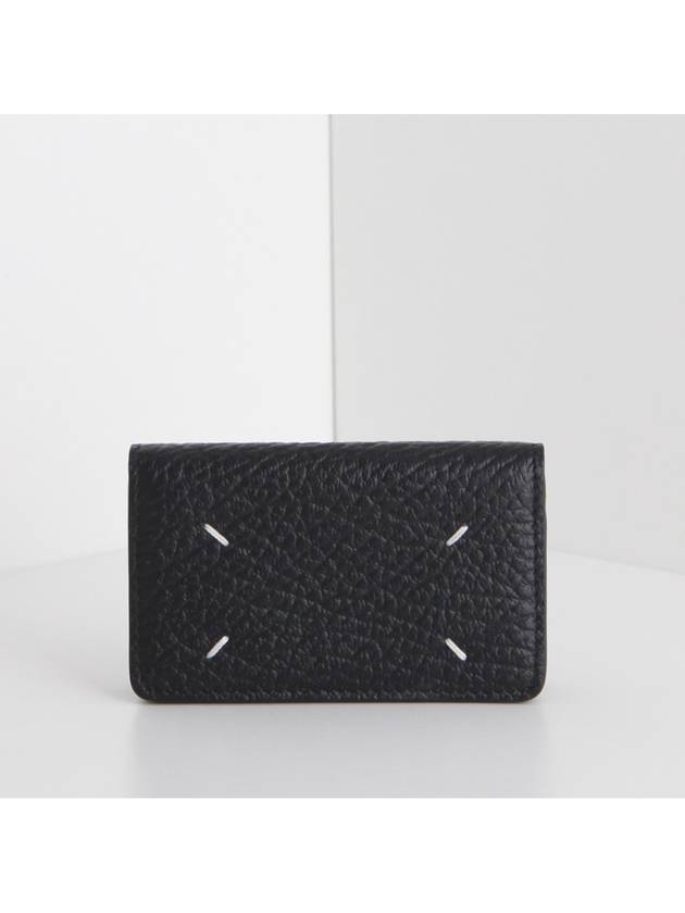 Stitched Leather Card Wallet Black - MAISON MARGIELA - BALAAN 2