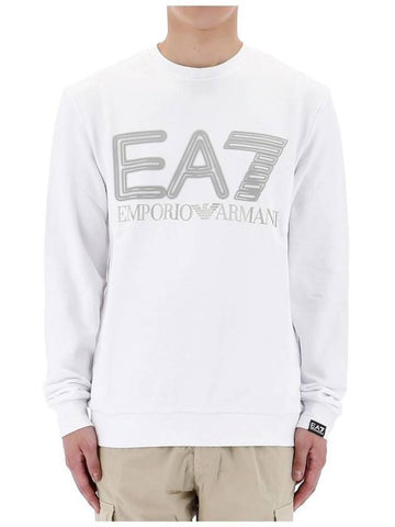 EA7 Logo Series Crew Neck Sweatshirt White - EMPORIO ARMANI - BALAAN 1