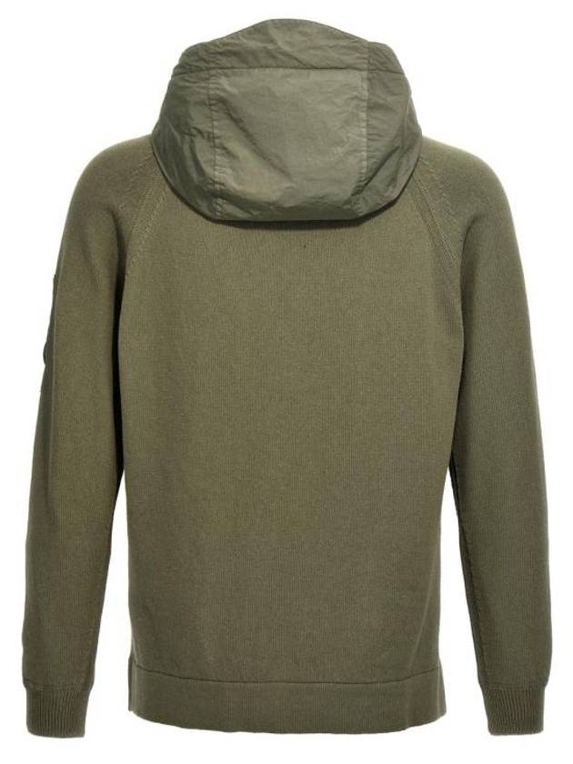 Cotton Mixed Knit Hooded Jacket Green - CP COMPANY - BALAAN 3