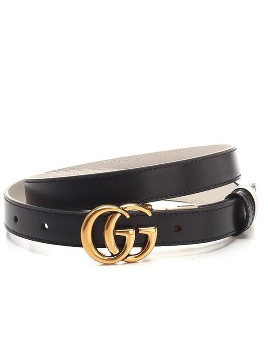 GG Marmont Reversible Thin Belt Black White - GUCCI - BALAAN 1