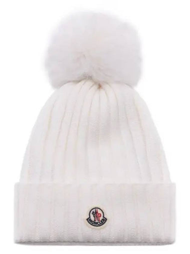 Women s Logo Patch Pom Wool Beanie 3B00027 M1131 034 24F 1215703 - MONCLER - BALAAN 1