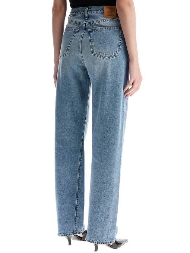 Women's Twisted Seam Denim Straight Jeans Blue - TOTEME - BALAAN 4