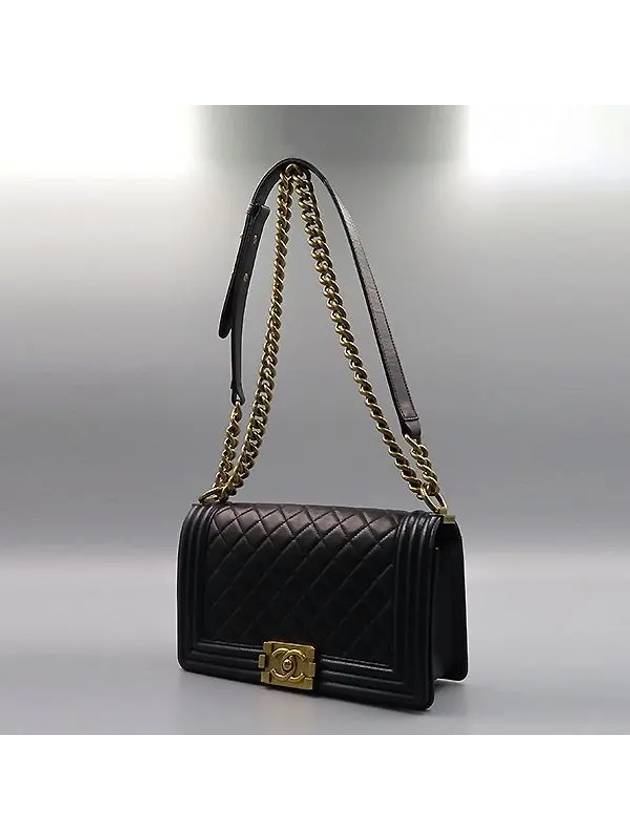 A67086 Black Lambskin Boy Bag Medium Gold Chain Shoulder - CHANEL - BALAAN 3