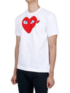 Play Men's Double Blue Eyes Heart Red Wappen Short Sleeve T-Shirt White - COMME DES GARCONS - BALAAN 4