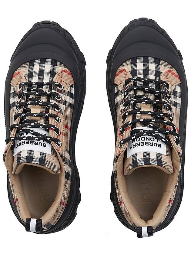 Arthur Check Pattern Lace Up Low Top Sneakers Beige - BURBERRY - BALAAN 7