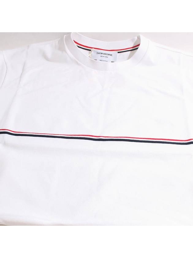 Midweight Jersey Short Sleeve T-Shirt White - THOM BROWNE - BALAAN 4