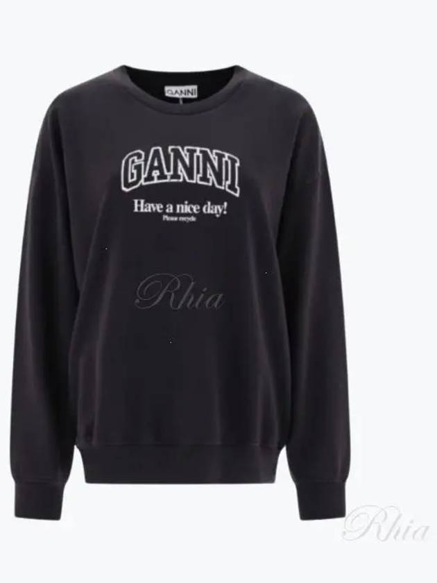 Isoli Oversized Cotton Sweatshirt Black - GANNI - BALAAN 2