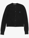 Face Logo Wool Cardigan Black Women s - ACNE STUDIOS - BALAAN 3