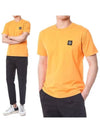 Logo Patch Cotton Short Sleeve T-Shirt Orange - STONE ISLAND - BALAAN 2