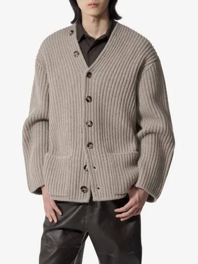 V-Neck Ribbed Cardigan Beige - BOTTEGA VENETA - BALAAN 2