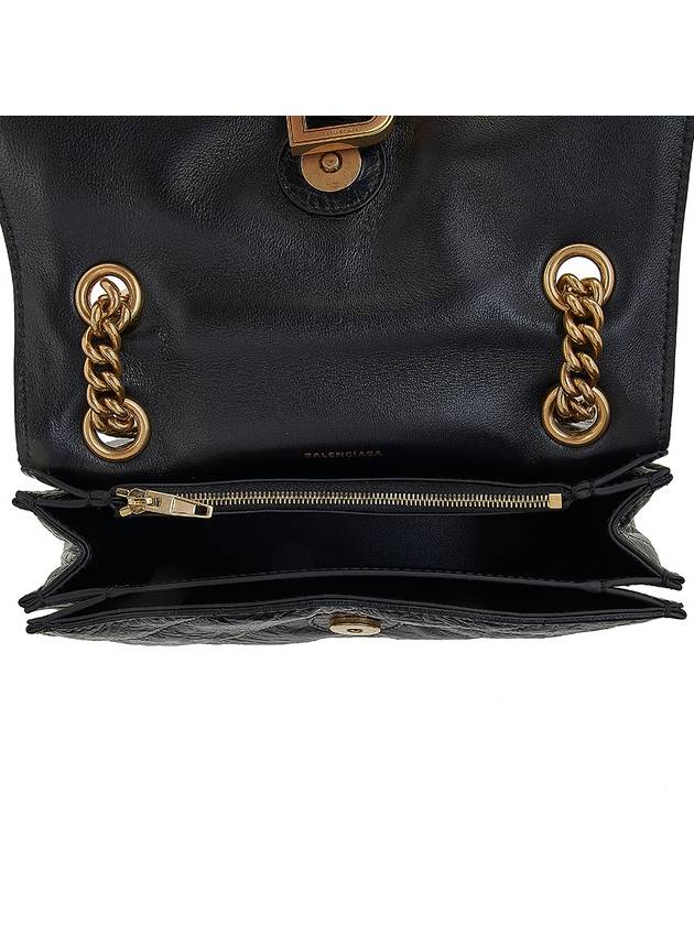 Women's Crush Logo Gold Chain Small Shoulder Bag Black - BALENCIAGA - BALAAN 11