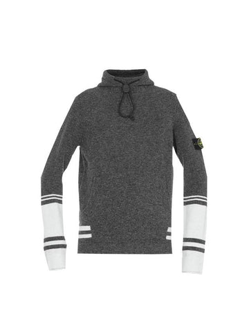 Men's Wappen Patch Hooded Knit Top Grey - STONE ISLAND - BALAAN 1