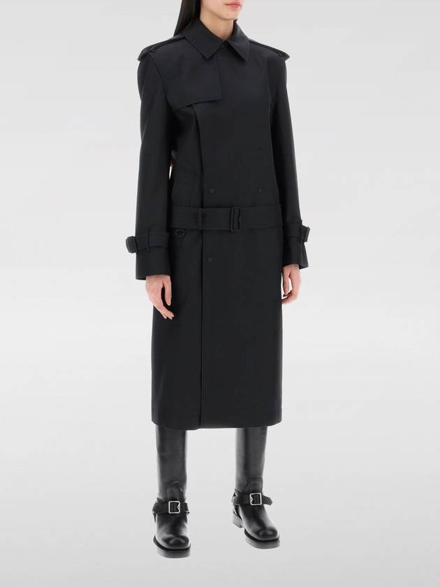 Belted Long Silk Blend Trench Coat Black - BURBERRY - BALAAN 4