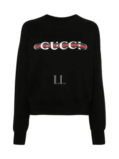 Print Cotton Jersey Sweatshirt Black - GUCCI - BALAAN 2