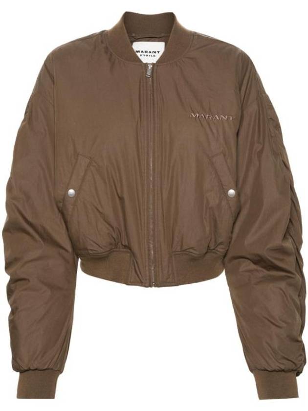 Bessime Embroidered Logo Bomber Jacket Khaki - ISABEL MARANT - BALAAN 1