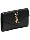 Monogram Envelope Small Half Wallet Black Gold - SAINT LAURENT - BALAAN 3