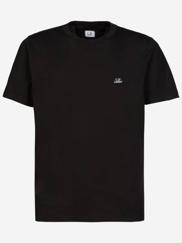 Logo Patch Crew Neck Cotton Short Sleeve T-Shirt Black - CP COMPANY - BALAAN 2