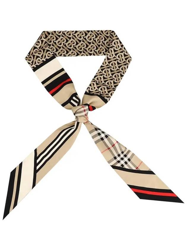 Montage Print Silk Skinny Scarf Archive Beige - BURBERRY - BALAAN 2