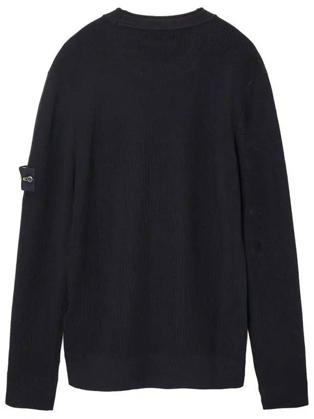 Wappen Patch Crew Neck Ribbed Wool Knit Top Black - STONE ISLAND - BALAAN 4