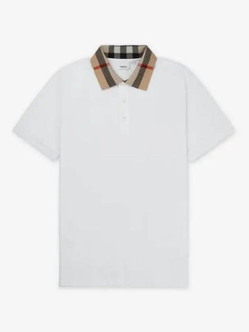 Cotton slim fit short sleeve polo shirt white 8071621 - BURBERRY - BALAAN 1