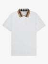 Men's Check Collar Cotton Polo Shirt White - BURBERRY - BALAAN 2