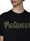 Men's Graffiti Logo Short Sleeve T-Shirt Black - ALEXANDER MCQUEEN - BALAAN 6