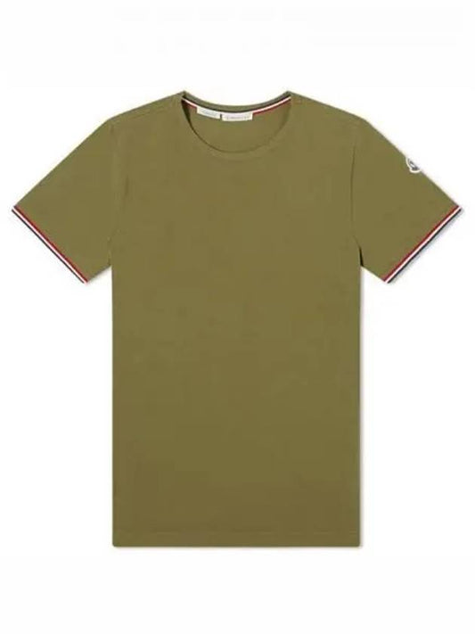 8C71600 87296 829 Arm Logo Round Short Sleeve T shirt Khaki Men s TLS 271083 - MONCLER - BALAAN 1