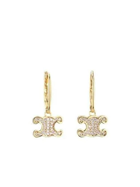 Triomphe Rhinestone Earrings Gold - CELINE - BALAAN 2