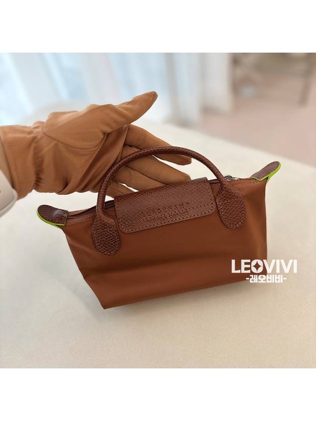 Le Pliage Original Handle Cosmetic Mini Pouch Bag Handbag Mini Bag Tote Bag Brown Green - LONGCHAMP - BALAAN 4
