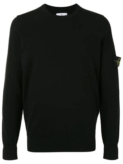 Stretch Wool Crewneck Knit Top Black - STONE ISLAND - BALAAN 2