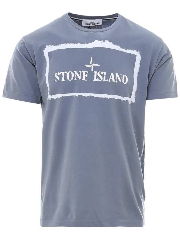 Stencil One Logo Short Sleeve T-Shirt Powder Blue - STONE ISLAND - BALAAN 1