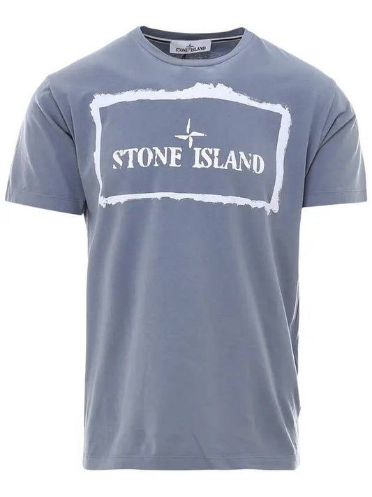 Stencil One Logo Short Sleeve T-Shirt Powder Blue - STONE ISLAND - BALAAN 1