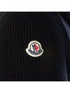 Logo Patch Padded Wool Cardigan Black - MONCLER - BALAAN 10