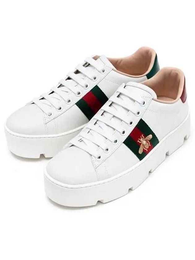 Ace Embroidered Bee Platform Low Top Sneakers White - GUCCI - BALAAN 2