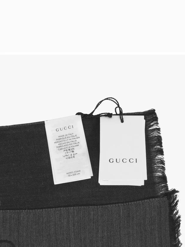 GG Jacquard Wool Silk Muffler Dark Grey - GUCCI - BALAAN 4