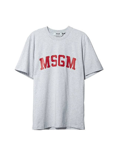 Logo Print Cotton Short Sleeve T-Shirt Light Grey - MSGM - BALAAN 1