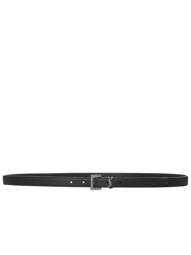 Men's Monogram Grain Belt Black - SAINT LAURENT - BALAAN 3